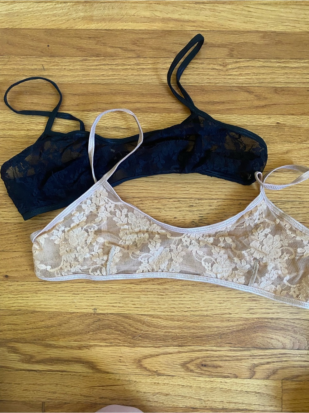Los Angeles Apparel - large- Sheer Lace Bralette - Black and Nude